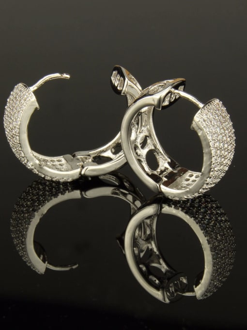 renchi Brass Cubic Zirconia Round Luxury Huggie Earring 3