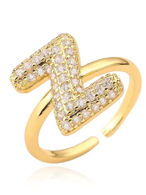 Z Brass Cubic Zirconia Letter Minimalist Band Ring