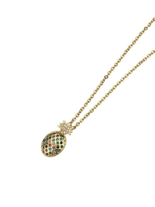 renchi Brass Cubic Zirconia Friut Cute Necklace 1