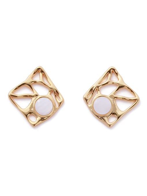 golden Bronze Shell Geometric Minimalist Stud Earring