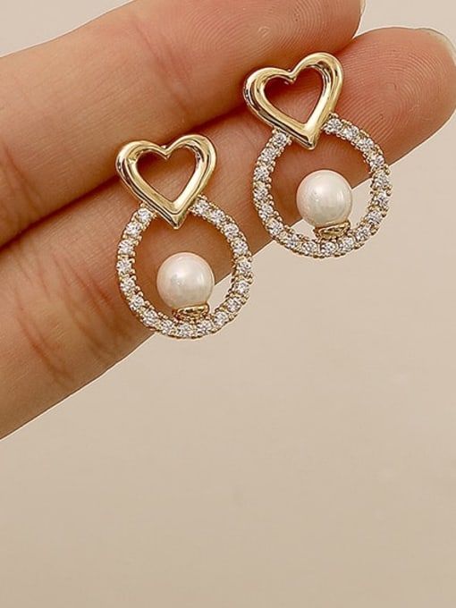 HYACINTH Brass Cubic Zirconia Heart Minimalist Stud Trend Korean Fashion Earring 0