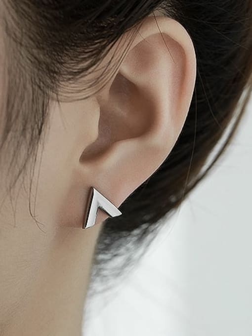 TINGS Titanium Steel Smooth Letter Minimalist Stud Earring 1