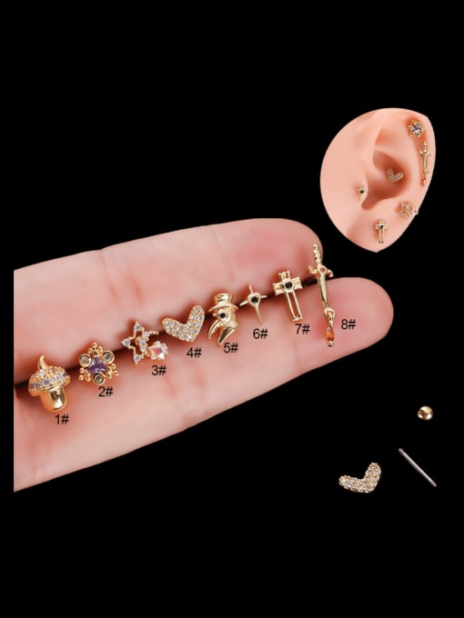 HISON Brass Cubic Zirconia Heart Cute Single Earring(Single Only One) 0
