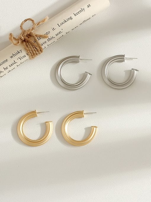 HYACINTH Copper C-shaped geometric minimalist study Trend Korean Fashion Earring 2