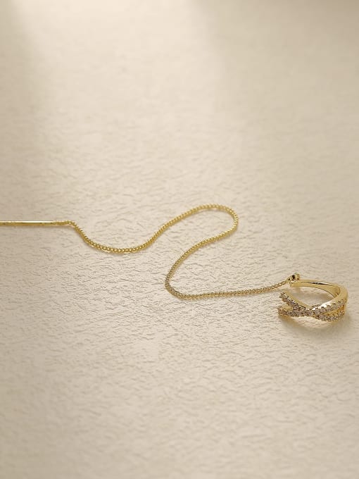HYACINTH Brass Cubic Zirconia Tassel Minimalist Threader Trend Korean Fashion Earring 0