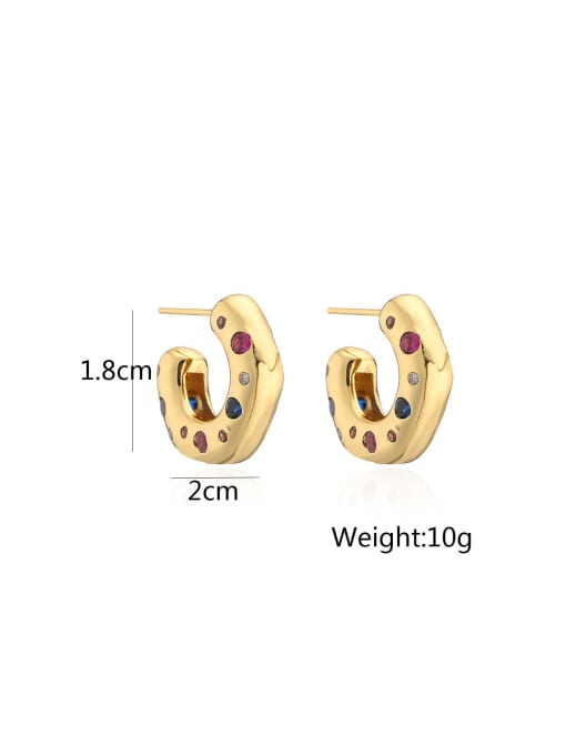AOG Brass Cubic Zirconia Geometric Trend Hoop Earring 2