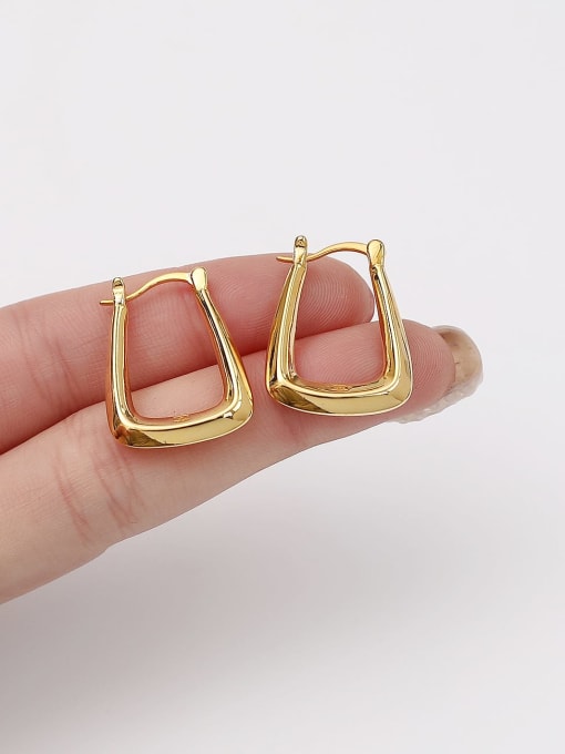 HYACINTH Brass Geometric Minimalist Huggie Trend Korean Fashion Earring 2