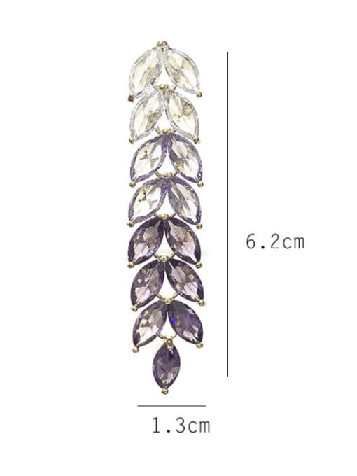 SUUTO Brass Cubic Zirconia Irregular purple Wheat ears  Statement Drop Earring 1