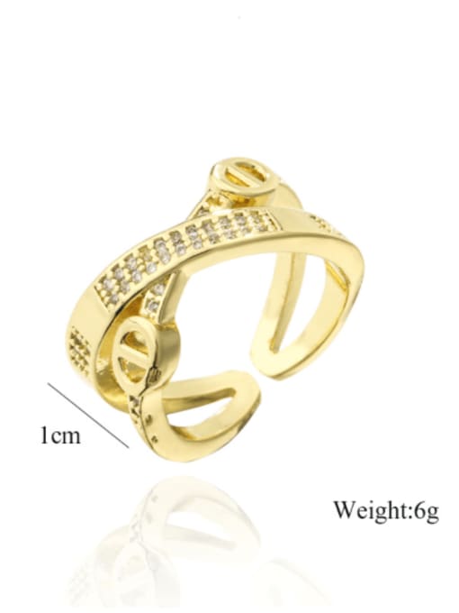 AOG Brass Cubic Zirconia Cross Vintage Band Ring 1