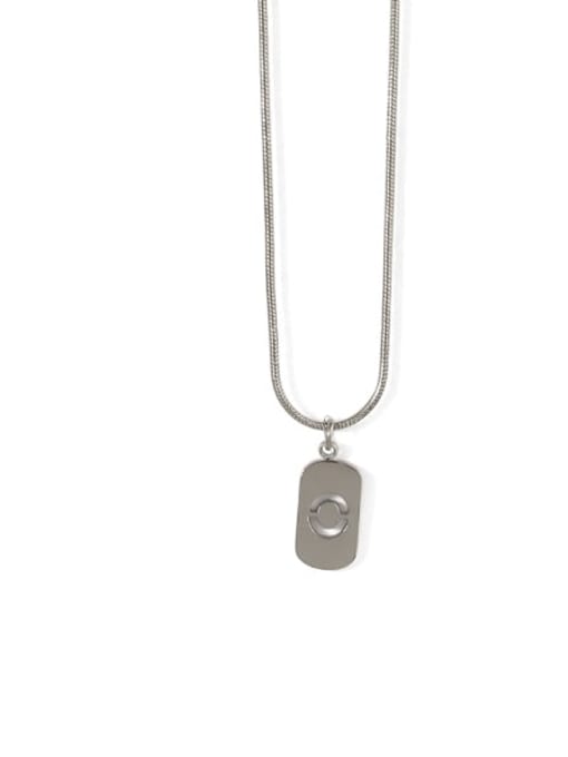 Silver 0 Titanium Steel Number Minimalist Pendant Necklace