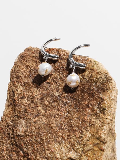 TINGS Brass Imitation Pearl Irregular Vintage Stud Earring 0