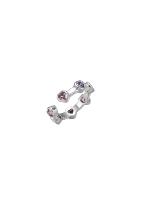 TINGS Titanium Steel Cubic Zirconia Heart Dainty Band Ring