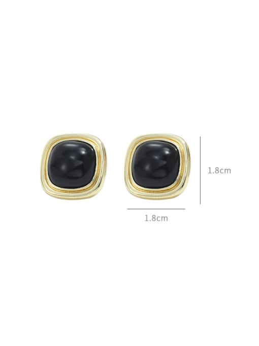 ED67183 Brass Resin Square Trend Stud Earring