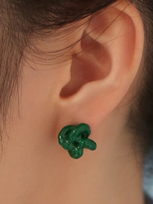 Five Color Brass Enamel Flower Minimalist Stud Earring 1