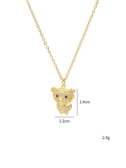 YOUH Brass Cubic Zirconia Bear Cute Necklace 2