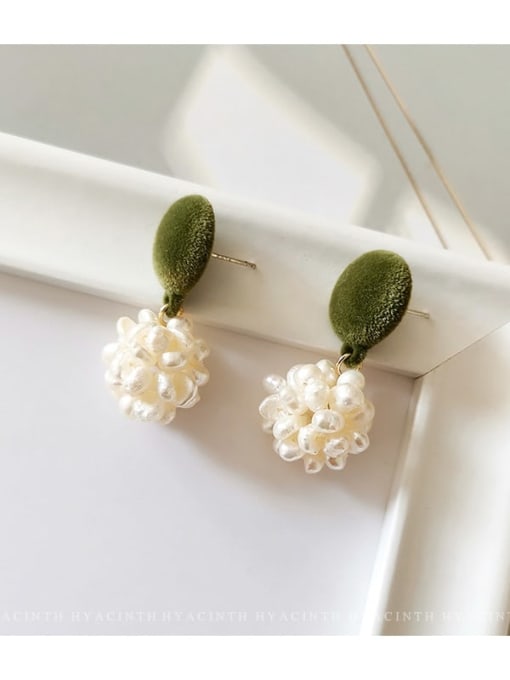 HYACINTH Copper Imitation Pearl Ball Minimalist Huggie Trend Korean Fashion Earring 2