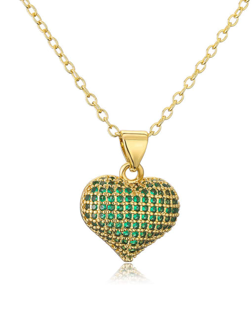 22086 Brass Cubic Zirconia Heart Hip Hop Necklace