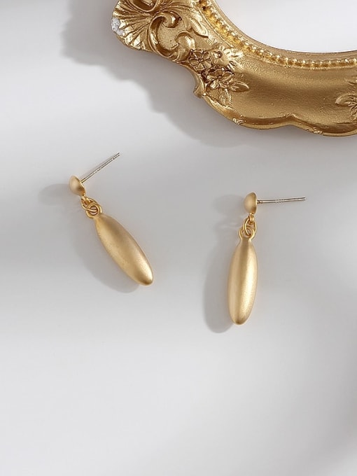 Dumb gold Copper Smooth Bullet Minimalist Drop Trend Korean Fashion Earring