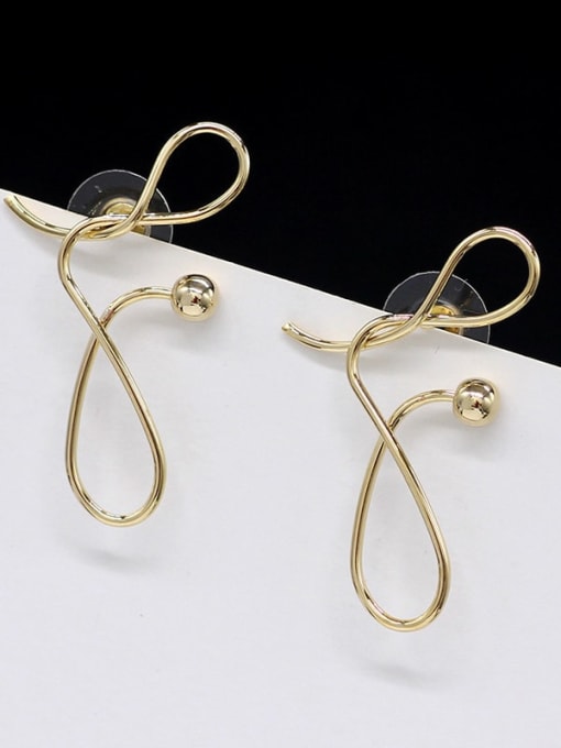 Twist 8 14K true gold Copper Letter Minimalist Drop Trend Korean Fashion Earring