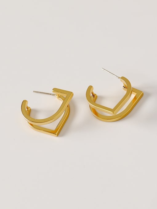 Nostalgic gold Brass Geometric Minimalist Stud Trend Korean Fashion Earring
