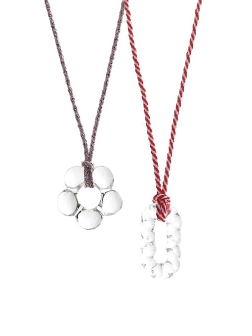 TINGS Titanium Steel Glass Stone Flower Minimalist Necklace 4