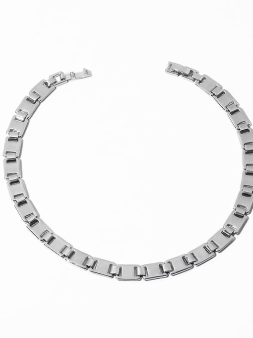 Platinum necklace Brass Smooth Geometric Chain Minimalist Choker Necklace