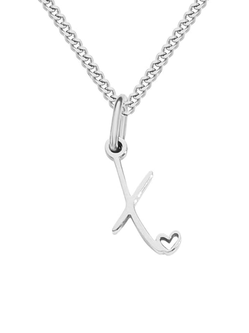 X  steel color Stainless steel Letter Minimalist Necklace