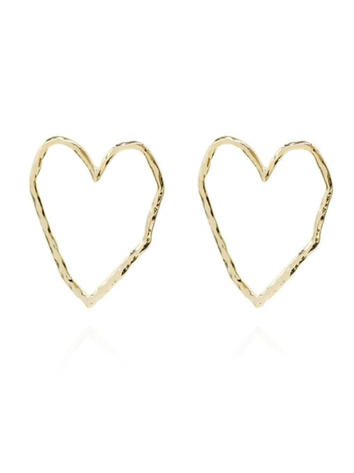 HYACINTH Copper Hollow Heart Minimalist Stud Trend Korean Fashion Earring 0