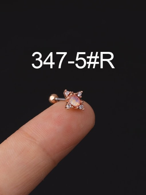 5 # Rose Gold Titanium Steel Cubic Zirconia Ball Hip Hop Stud Earring(Single Only One)