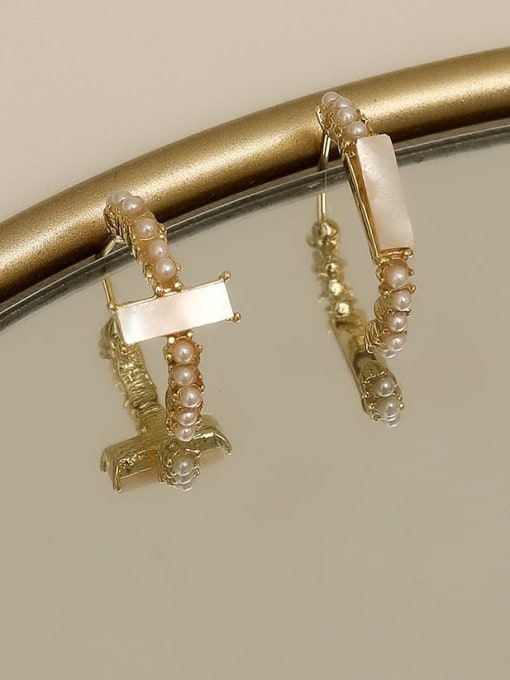 14k gold Copper Shell Geometric Minimalist Stud Trend Korean Fashion Earring