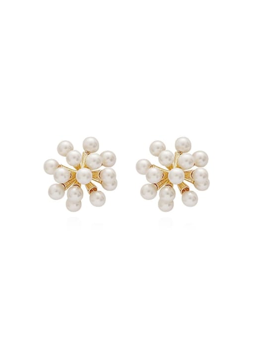 HYACINTH Copper Imitation Pearl Flower Dainty Stud Trend Korean Fashion Earring