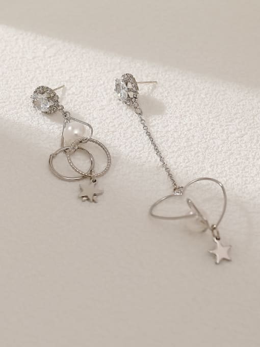 White K Brass Imitation Pearl Heart Minimalist Hook Earring