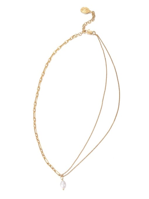Pearl Necklace Brass Imitation Pearl Geometric Vintage Multi Strand Necklace