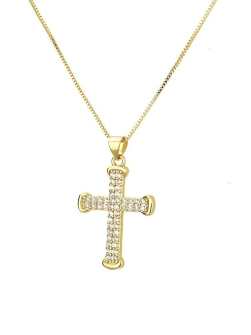 renchi Brass Cubic Zirconia Cross Dainty Necklace