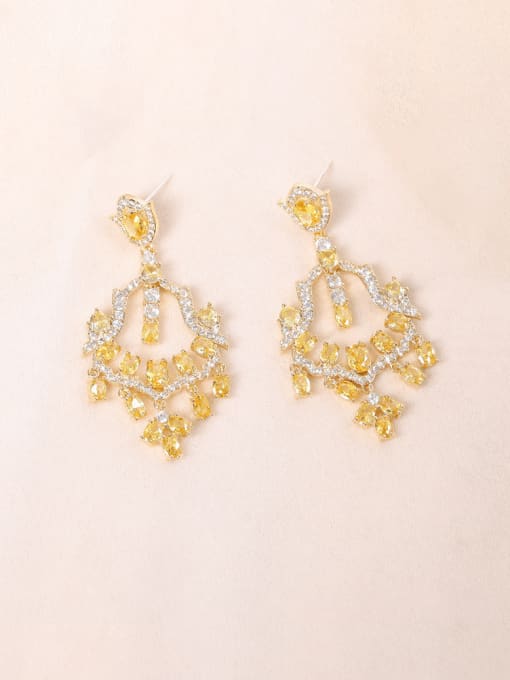 yellow Brass Tassel Luxury Cluster Earring