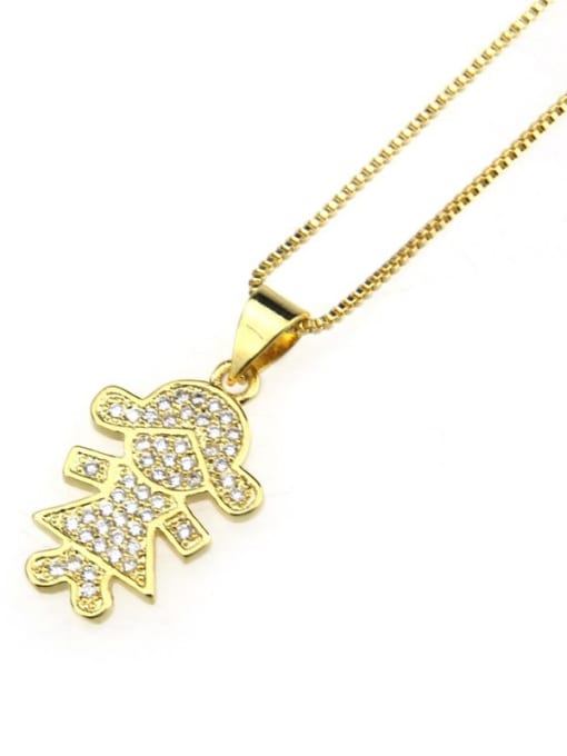 Gilded girl Brass Cubic Zirconia Cute Necklace