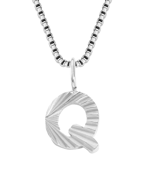 Q stainless steel color Stainless steel Letter Minimalist Necklace