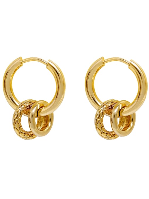 HYACINTH Brass Cubic Zirconia Geometric Vintage Huggie Earring 3