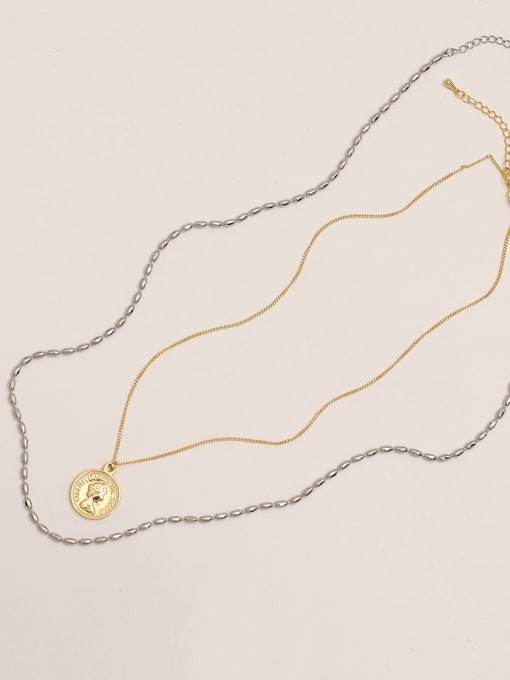 HYACINTH Brass Bead Geometric Vintage Multi Strand Trend Korean Fashion Necklace 0