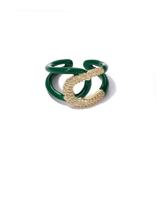 Green oil dripping ring Zinc Alloy Enamel Geometric Minimalist Band Ring