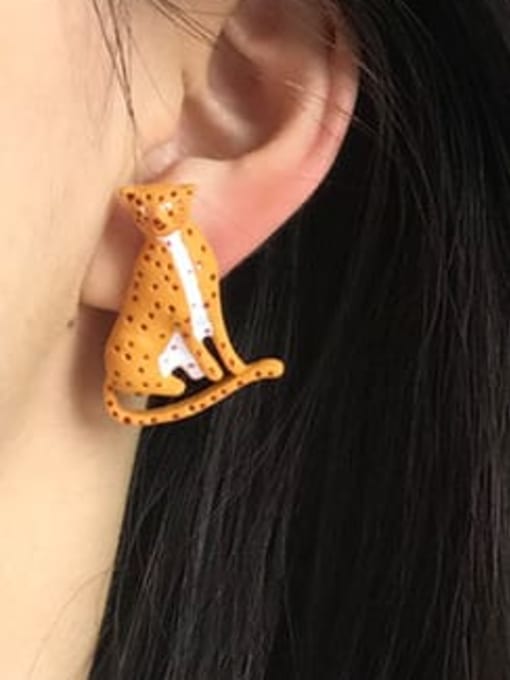 Five Color Alloy Enamel Leopard Cute Stud Earring 2