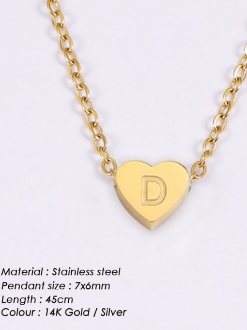 D Gold Stainless steel Letter Minimalist Necklace