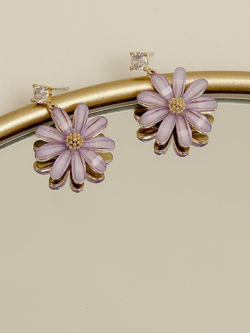HYACINTH Copper Shell Flower Minimalist Stud Trend Korean Fashion Earring 0