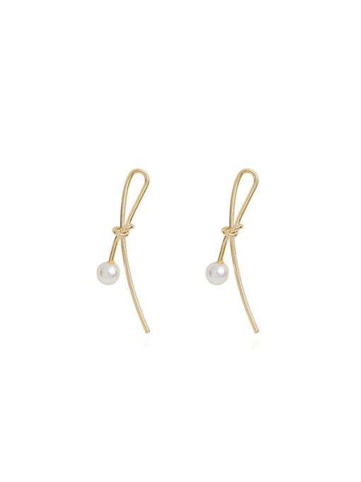 HYACINTH Copper Imitation Pearl Geometric Minimalist Drop Trend Korean Fashion Earring 4