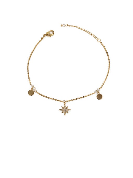 Round Sequin star zircon Brass Cubic Zirconia Star Vintage Link Bracelet