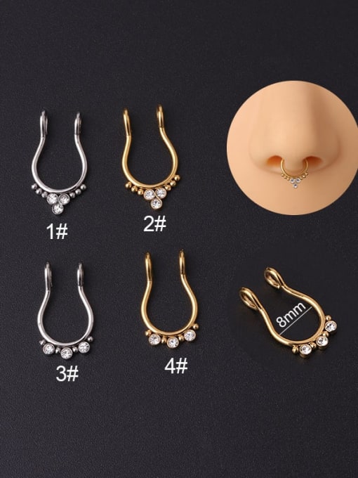 HISON Stainless steel Cubic Zirconia Geometric Hip Hop Nose Rings(Single Only One)