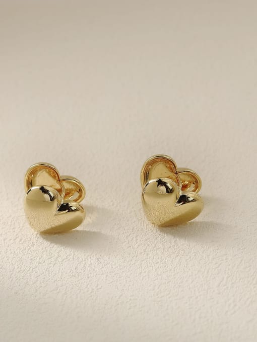 14k Gold Brass Smooth Heart Minimalist Stud Trend Korean Fashion Earring