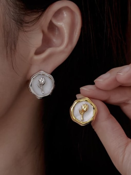ACCA Brass Shell Geometric Vintage Stud Earring 2