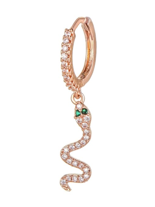 747 rose gold Brass Cubic Zirconia Snake Vintage Single Earring(Single -Only One)