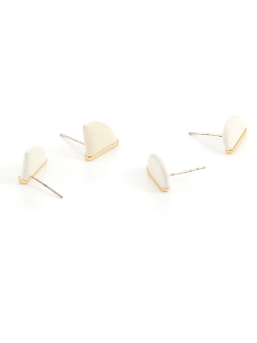 Five Color Brass Enamel Geometric Minimalist Stud Earring 2